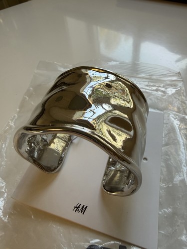 Silver hammered chunky arm - hammered,