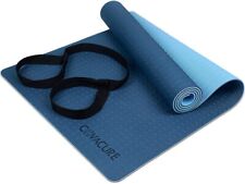 COVACURE 6mm Yoga Mat Non Slip Lightweight Fitness Pilates w/ Carry Strap (Blue)