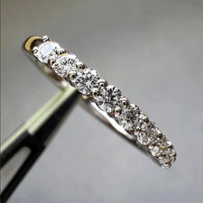 Half Eternity Ring 1.00Ct Round Diamond Wedding Band 14k White Gold Over Size N