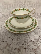 SHELLEY LATE FOLEY GAINSBOROUGH SHAPE ORANGE & GREEN BORDERS TRIO