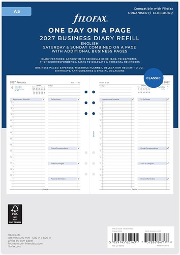 Filofax 2027 day - a5, per