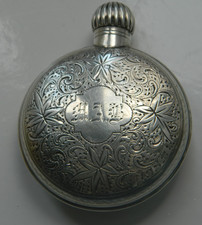 Novelty Solid Silver James Dixon Perfume Flask in the shape of a pocket watch