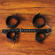 Black PU Leather Handcuffs Arm