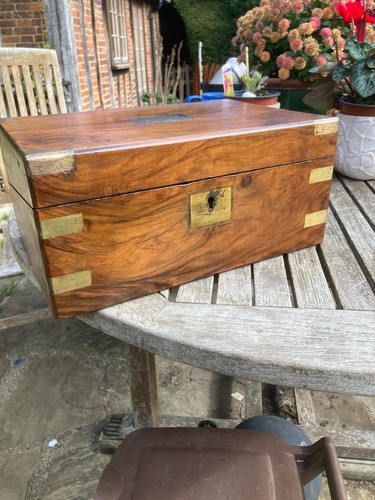 Antique brass bound walnut - antique,