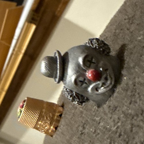 Vintage clown thimble signed - clown,