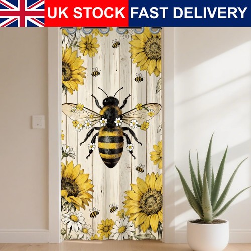 Door curtain bees sunflowers - curtain,