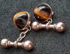 9CT GOLD TIGERS EYE CUFFLINKS