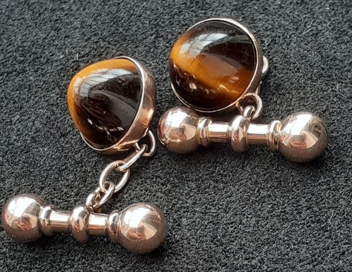9ct gold cufflinks with tigers - 9ct,