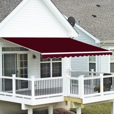 3 x 2.5m Patio Manual Awning Garden Canopy Sun Shade Retractable Shelter Wine
