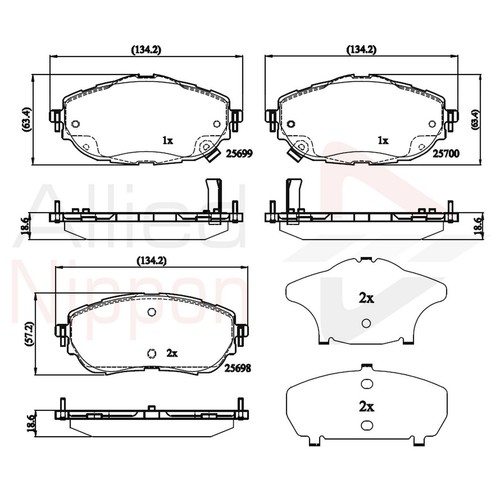 Brake pads set - pads, toyota