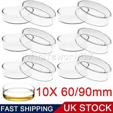 10 PACK 90mm / 60mm GLASS PETRI DISHES BOROSILICATE GLASS BASE AND COVER