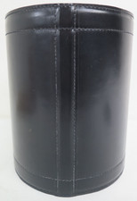 Quality ILG Black Fireproof Genuine Leather Waste Paper Bin 28cm x 23.5cm