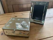 Laura Ashley Mirrored Picture Frame And Jewellery Box