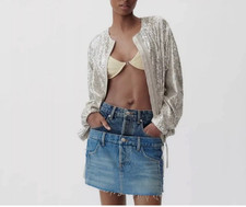 Zara Sequin Bomber Jacket - Size Small