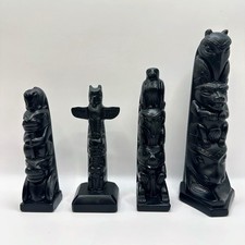 Totem Pole Lot Argillite? Boma? Haida Reproduction? Black Tribal Folk Decor