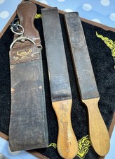 Rare Vintage Barbershop Strop Set Roma No.1 & Premium Russian Foal Paddle Strop