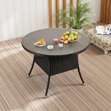 Black Rattan Table & Wicker