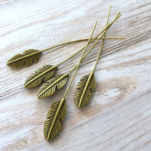 Feather decorative head pins - feather,