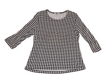 PETER HAHN Black & White Houndstooth Design 3/4 Sleeve Top Ladies UK 18