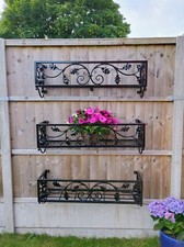 Metal wrought iron wall mounted window box, pot holder, trough holder, planter