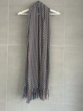 Missoni Wool Blend Fringe Hem Zig Zag Scarf One Size