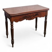 Antique Victorian mahogany turn over top console table - tea table - card table