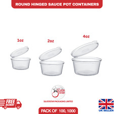 Clear Plastic Sauce Cups Hinged Lids High Quality Chutney Deli Pots 1oz/2oz/4oz