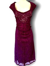 Roman sz 12-14 Elegant Burgundy Lace Jewel Dress + Bolero, Brides Mother,BNWOT.