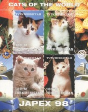 Cats feline cute kittens 1998 MNH stamp sheetlet