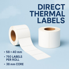 Scale Label Rolls 58×40 mm – Direct Thermal for CAS/Dibal/Bizerba/Avery Berkel