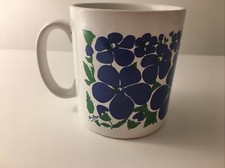 Vintage / retro John Tams Mug With Blue Bold Flowers Floral 1980s