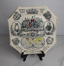 Queen Victoria 1887 Jubilee The British Empire Map Antique 24cm Octagonal Plate