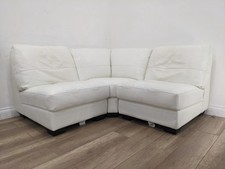CORNER SOFA 3 Seater Actona Denmark Arctic White Leather Sewn-In Cushions 3 Part