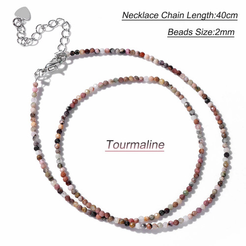Natural crystal bead necklace - natural,