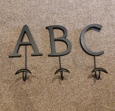 M&S A B C Alphabet Large Hooks Black Iron Cloak Room letter Nursery vgc Hallway 