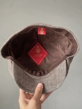 Christys’ London Tweed Flat Cap – Brown Herringbone – Size S/M