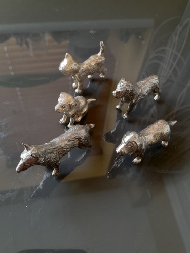Pewter cast animals 4 dogs - animals,