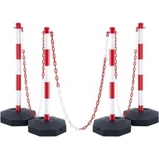 4 PCS Traffic Barrier Post Cone Fillable Base Crowd Control Stanchion Chain