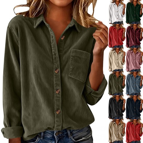 Women corduroy shacket pockets - corduroy,