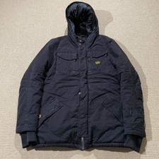 G Star Raw MFD Parka Jacket Mens Medium Black Heavy Field Coat Hooded