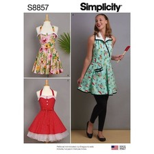 SIMPLICITY 8857 MISSES' APRONS Sewing Pattern 3 Designs Sizes S-M-L (10-20)