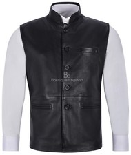 Men's Leather Waistcoat Black