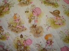 VINTAGE HOLLY HOBBIE quilted fabric 2 2/3 yards little girl sewing crafts MANES