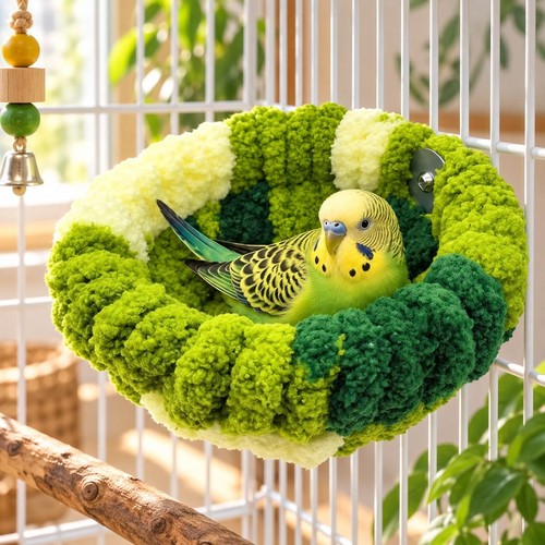 Warm plush bird nest - nest, hanging