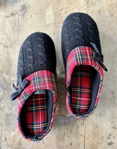 New black knit red plaid - new,