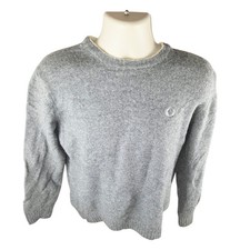 Vintage Fred Perry Jumper Medium Grey Wool Blend Made in Italy Pullover VGC