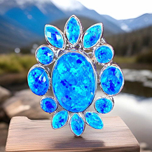 Stunning blue opal - blue, cluster