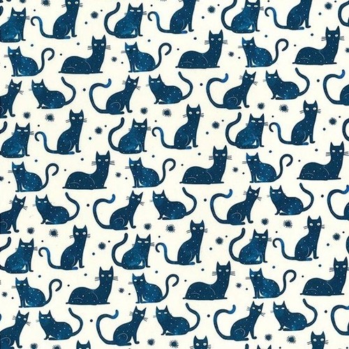 Blue cat print 100 cotton - blue,