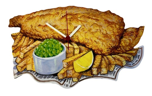Fish and chips clock - fish,