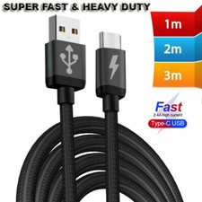 Braided Samsung Galaxy S10, S9, S8, Plus Fast Charger Type C USB Cable 1m 2m 3m